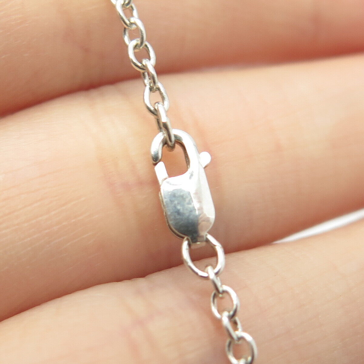 925 Sterling Silver Black Onyx & Rose Quartz Dangling Cable Chain Necklace 18"