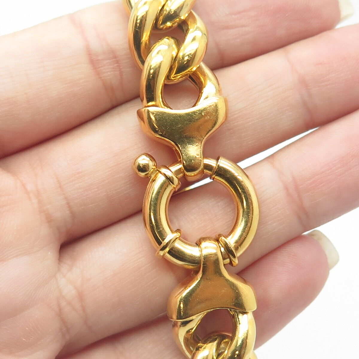 GIOIELLI DI VALENZA 925 Sterling Silver Gold Plated Italy Curb Bracelet 6.5"