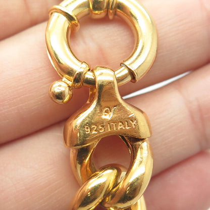 GIOIELLI DI VALENZA 925 Sterling Silver Gold Plated Italy Curb Bracelet 6.5"