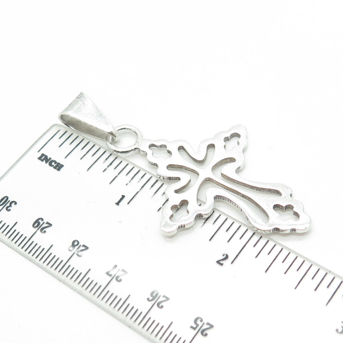 925 Sterling Silver Vintage Mexico Ornate Cross Pendant