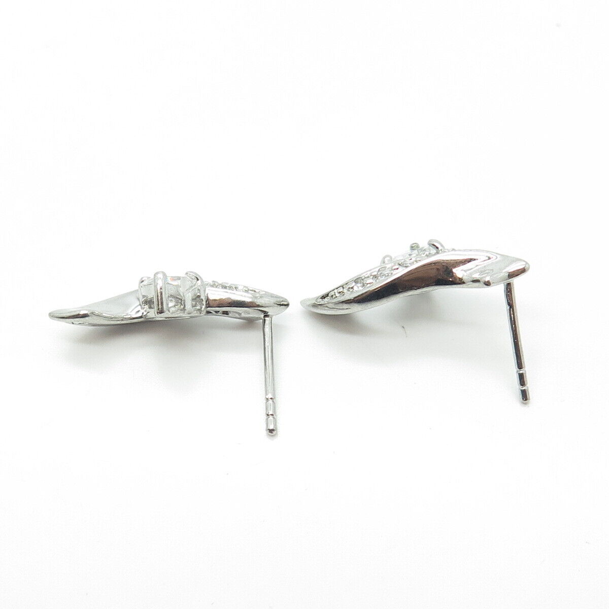 925 Sterling Silver Heart-Cut Shaped C Z Journey Earrings