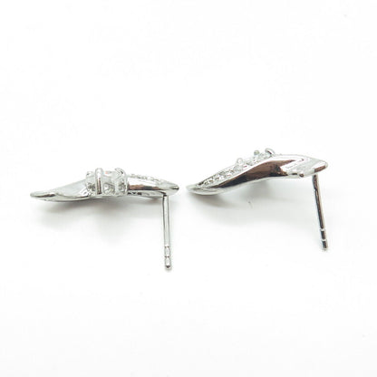 925 Sterling Silver Heart-Cut Shaped C Z Journey Earrings