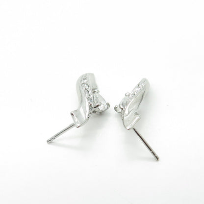 925 Sterling Silver Heart-Cut Shaped C Z Journey Earrings