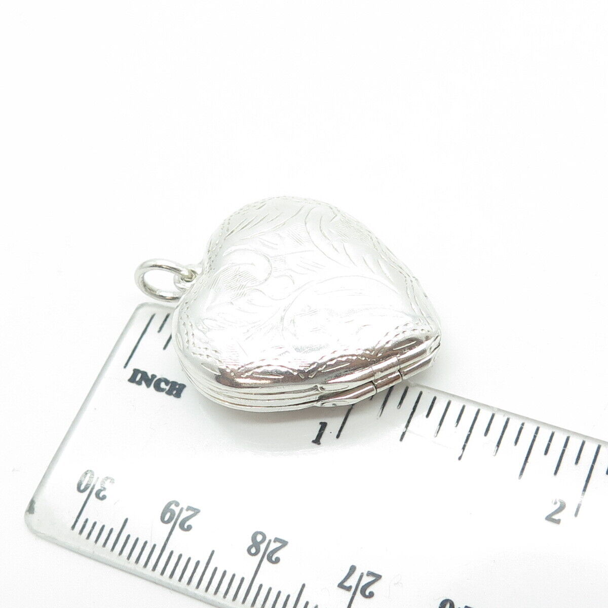 925 Sterling Silver Vintage Engraved Heart Locket Pendant