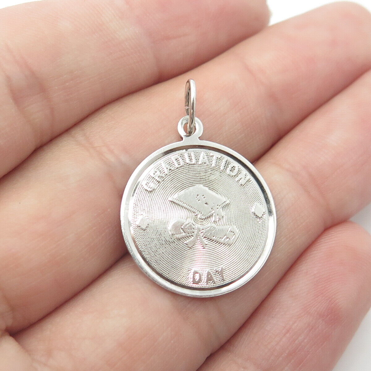 JAYPOS 925 Sterling Silver Vintage "Graduation Day" Cap Charm Pendant