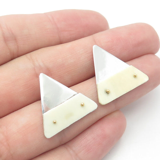 VICTOR ALFARO 925 Sterling Silver Vintage Triangle Modernist Earrings