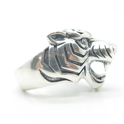 925 Sterling Silver Vintage C Z Tiger Ring Size 9