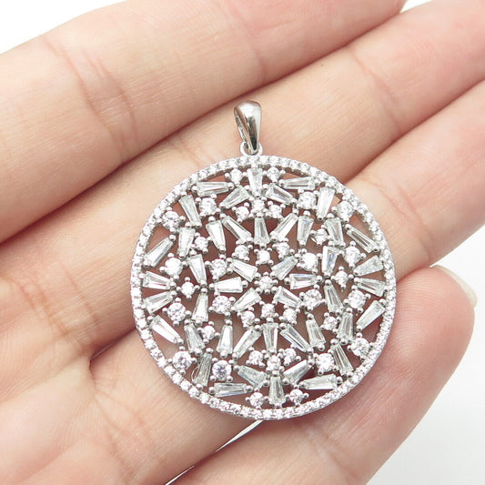 925 Sterling Silver Multi-C Z Round Pendant