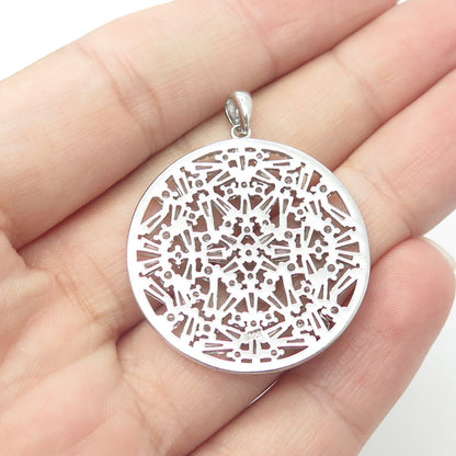 925 Sterling Silver Multi-C Z Round Pendant