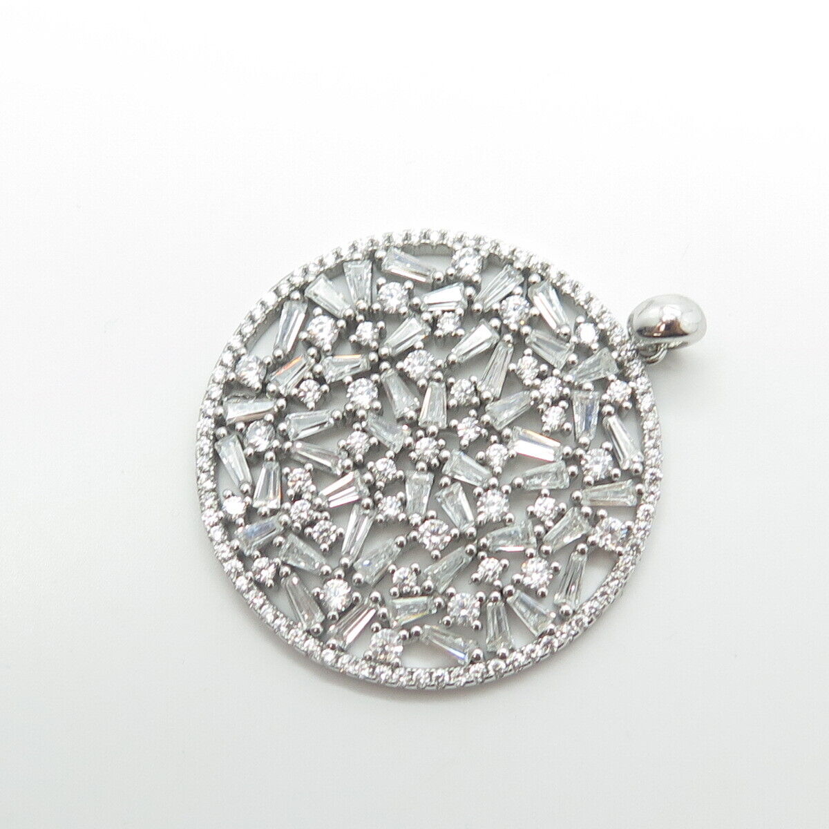 925 Sterling Silver Multi-C Z Round Pendant