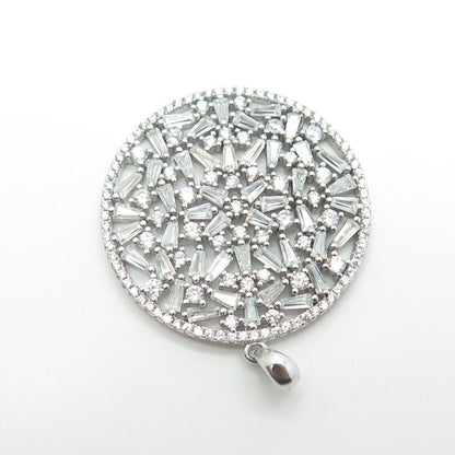 925 Sterling Silver Multi-C Z Round Pendant