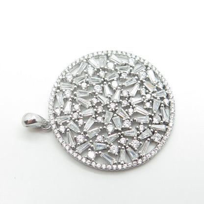 925 Sterling Silver Multi-C Z Round Pendant