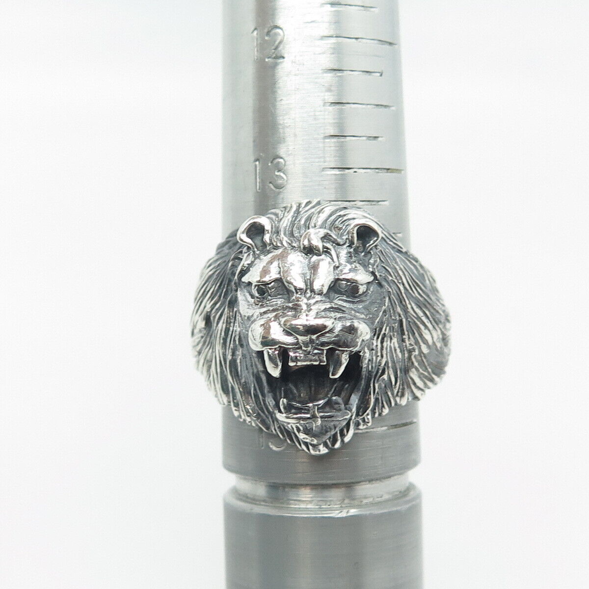 925 Sterling Silver Vintage Mexico Lion Statement Oxidized Ring Size 14.5