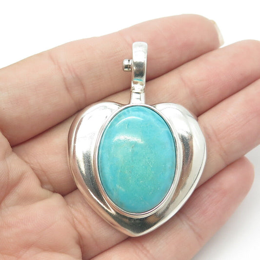 ESPO SIG Joseph Esposito Sterling Silver Vintage Turquoise Heart Snap Pendant