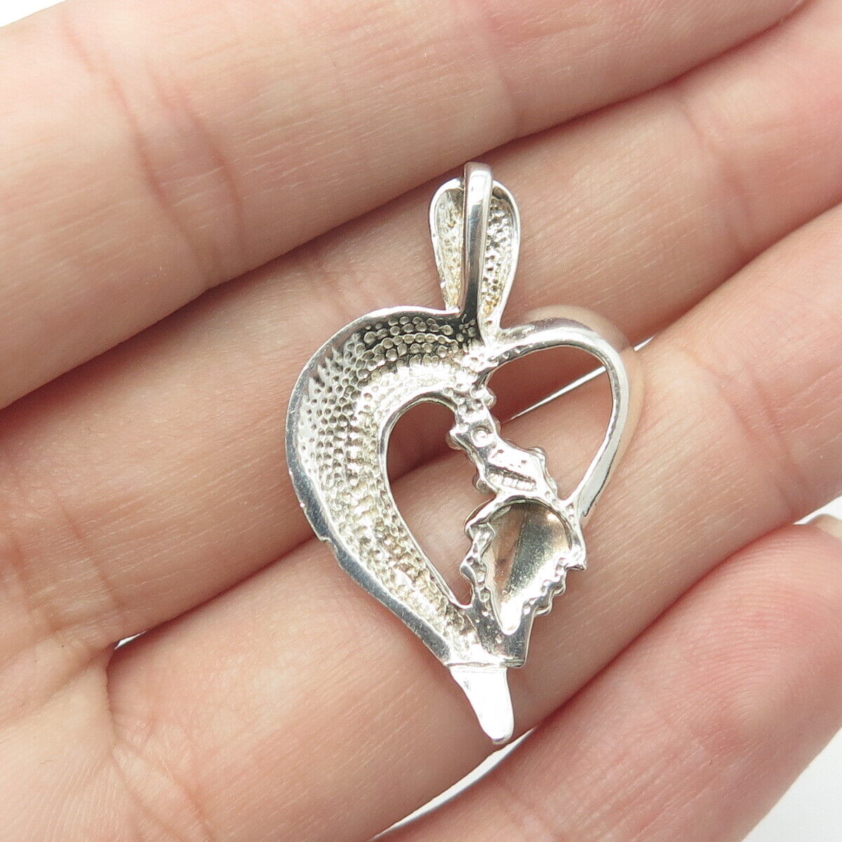 925 Sterling Silver & 12K Yellow/Rose Gold Vintage Heart Floral Pendant