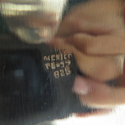 925 Sterling Silver Vintage Mexico Blue Enamel Cuff Heavy Bracelet 6.75"