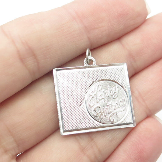 925 Sterling Silver Vintage "Happy Birthday" Textured Pendant