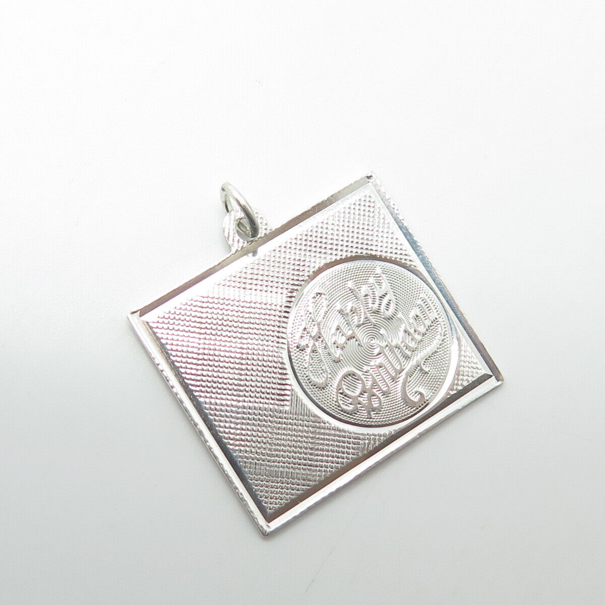 925 Sterling Silver Vintage "Happy Birthday" Textured Pendant