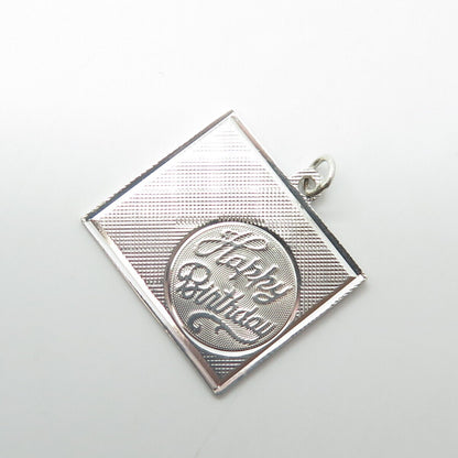 925 Sterling Silver Vintage "Happy Birthday" Textured Pendant