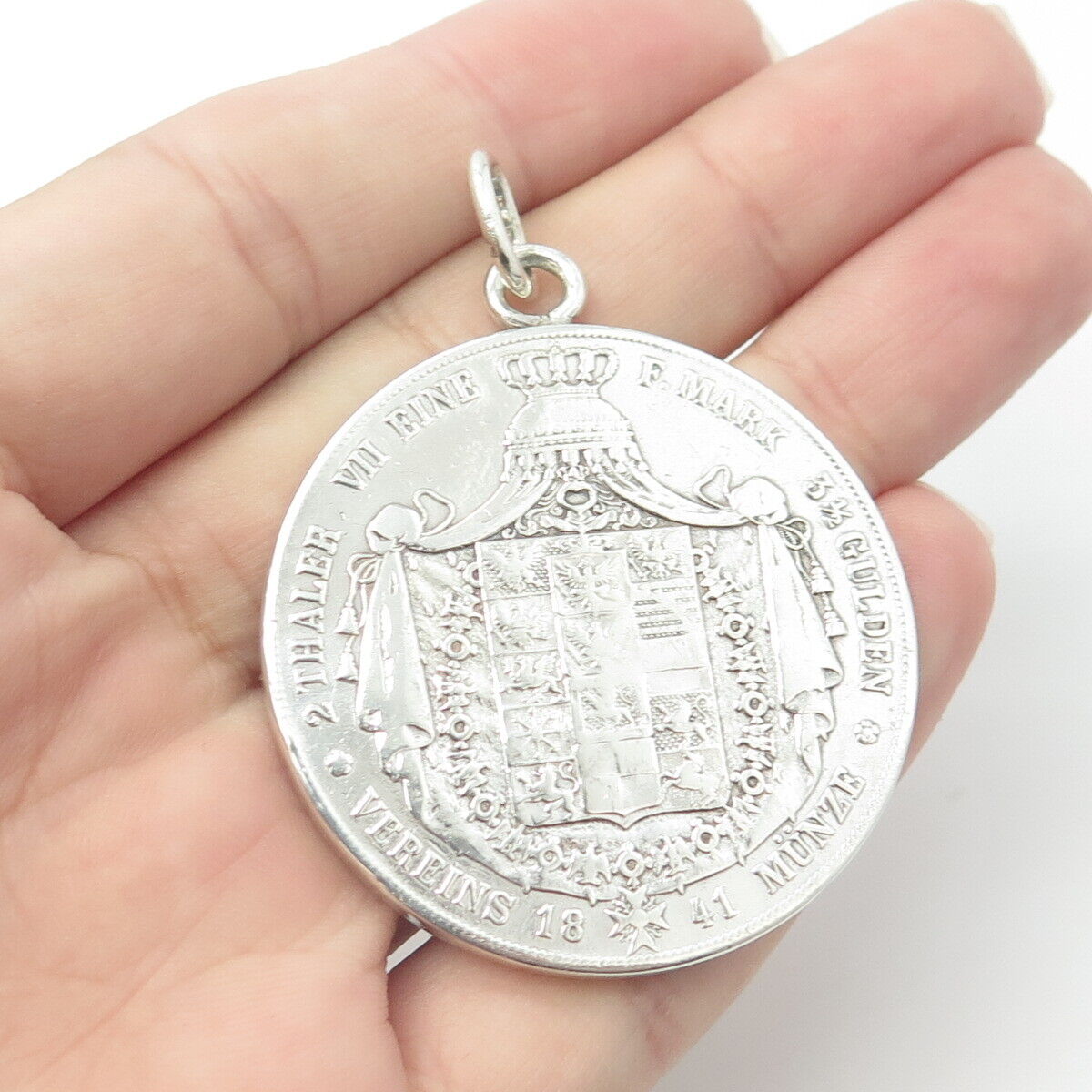 925 Sterling Silver Antique Art Deco FRIEDR WILHELM IV KOENIG V PREUSSEN Pendant