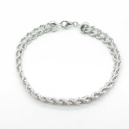 925 Sterling Silver Peru Twisted Rope Link Bracelet 6.75"