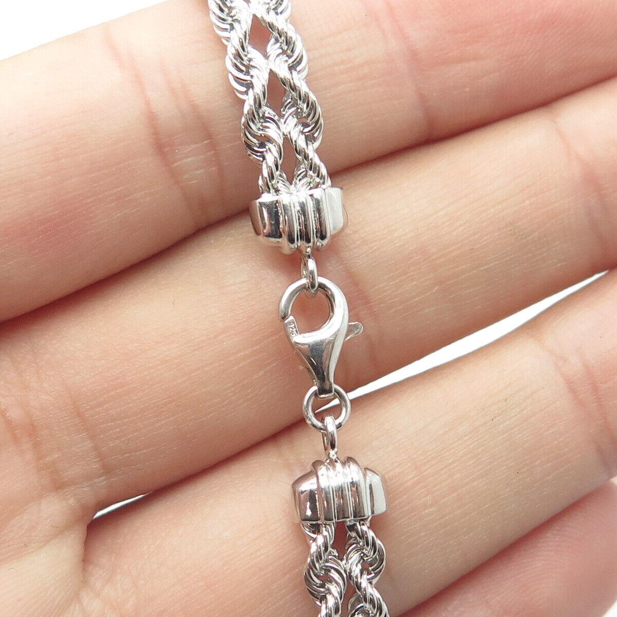 925 Sterling Silver Peru Twisted Rope Link Bracelet 6.75"