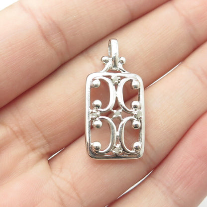 925 Sterling Silver Real Round-Cut White Diamond Gate Lockets Pendant