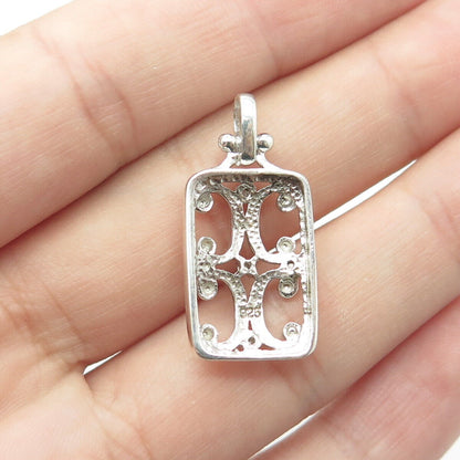 925 Sterling Silver Real Round-Cut White Diamond Gate Lockets Pendant