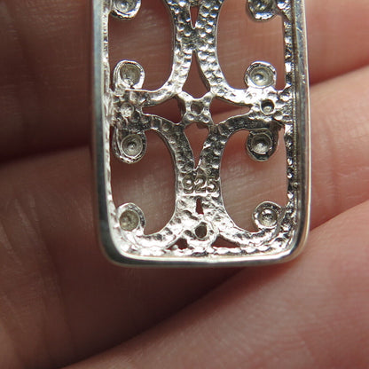 925 Sterling Silver Real Round-Cut White Diamond Gate Lockets Pendant