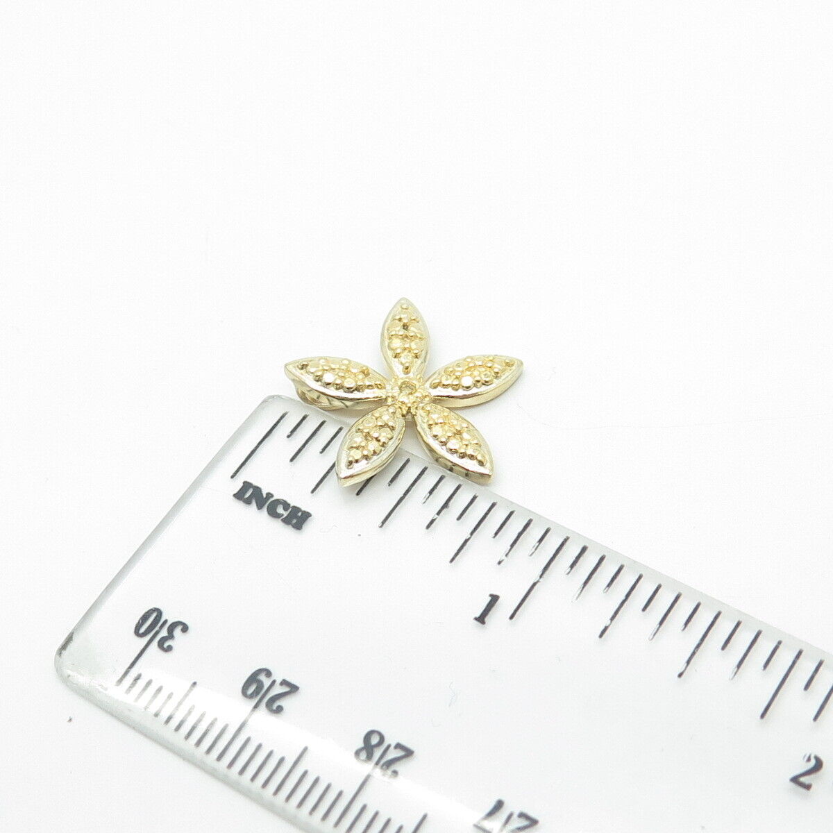 925 Sterling Silver Gold Plated Real Canary Diamond Accent Floral Pendant