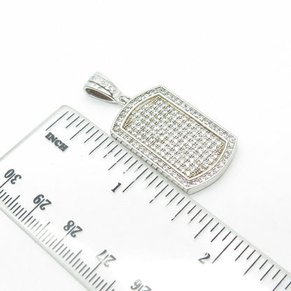 925 Sterling Silver White C Z Sparkling Tag Pendant