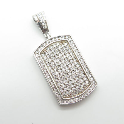 925 Sterling Silver White C Z Sparkling Tag Pendant