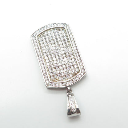 925 Sterling Silver White C Z Sparkling Tag Pendant