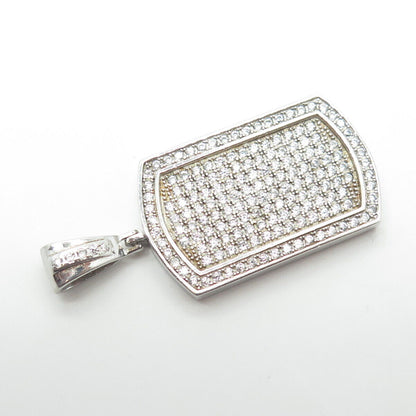 925 Sterling Silver White C Z Sparkling Tag Pendant