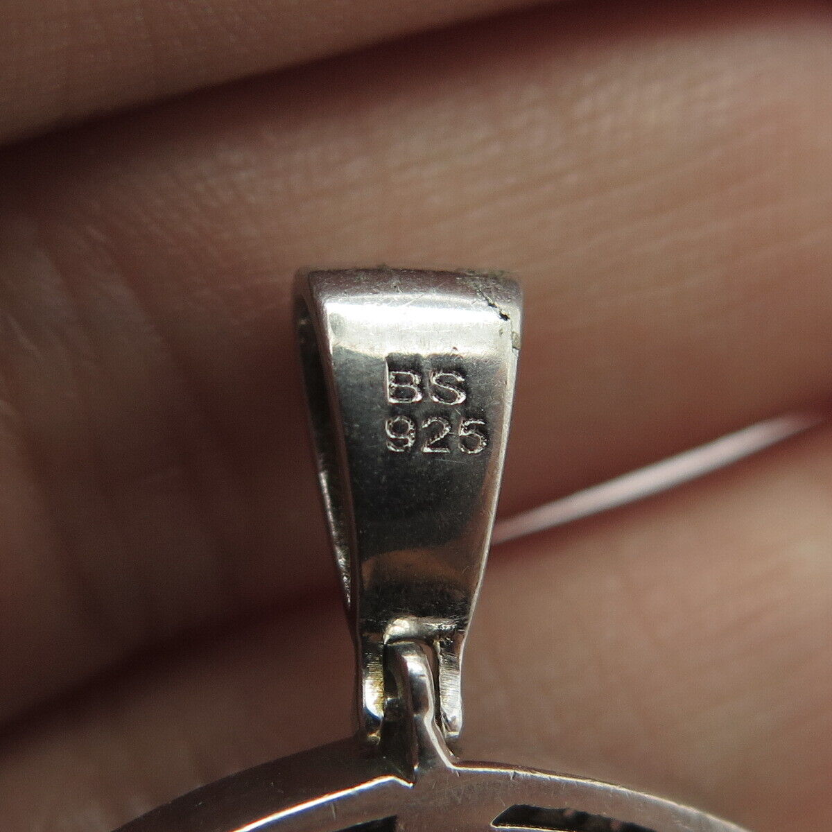 925 Sterling Silver White C Z Sparkling Tag Pendant