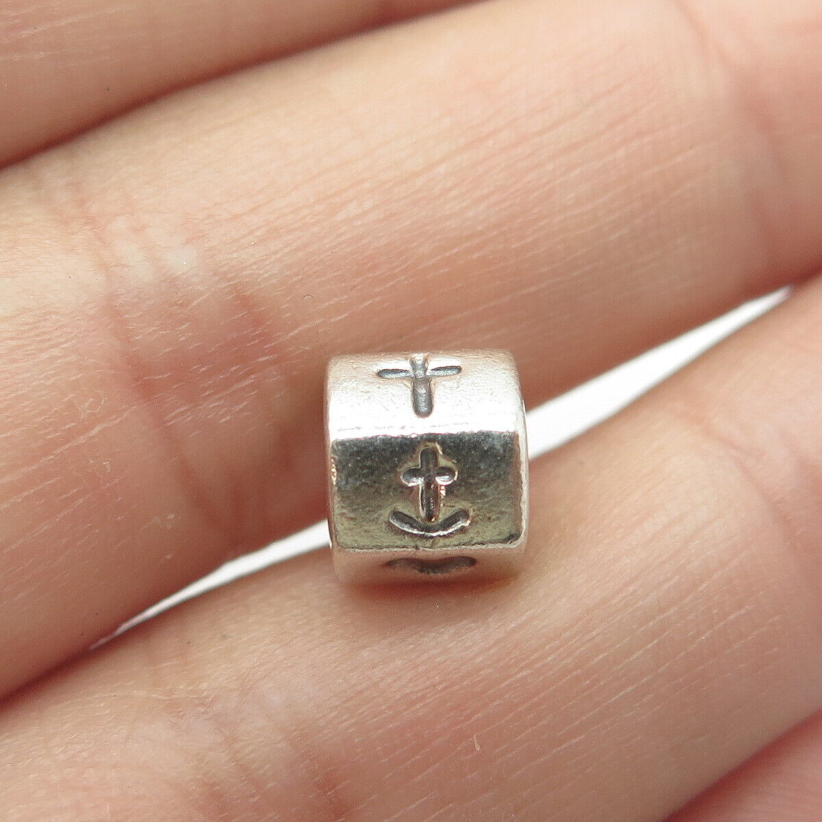 PANDORA 925 Sterling Silver Cross Anchor & Heart Bead Charm