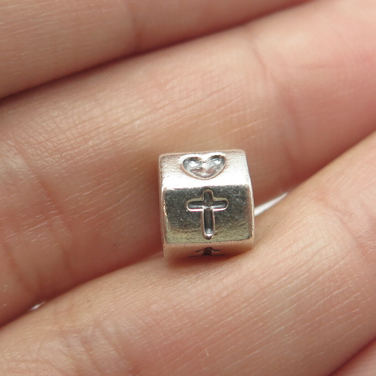 PANDORA 925 Sterling Silver Cross Anchor & Heart Bead Charm