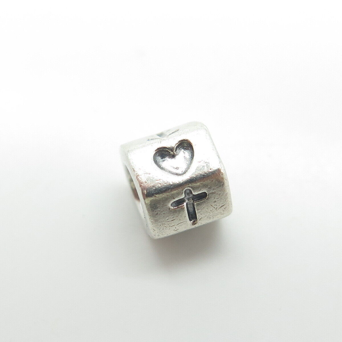 PANDORA 925 Sterling Silver Cross Anchor & Heart Bead Charm