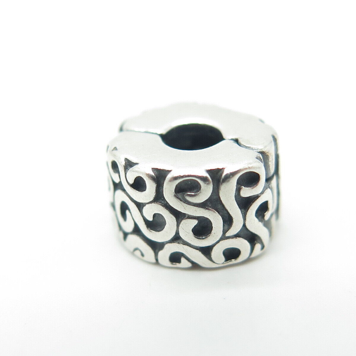 PANDORA 925 Sterling Silver Swirl Clip Bead Charm