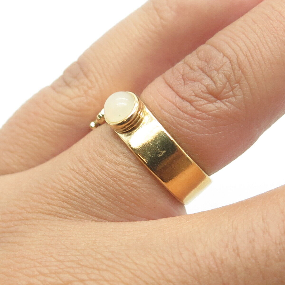 ALEX & ANI Sterling Silver Gold Plated Quartz Seahorse Adjustable Ring Size 5.25