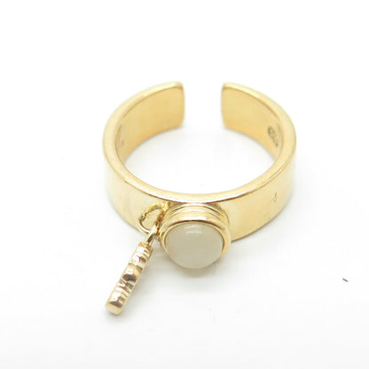ALEX & ANI Sterling Silver Gold Plated Quartz Seahorse Adjustable Ring Size 5.25