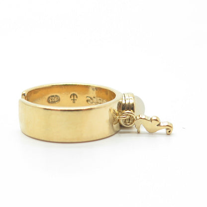 ALEX & ANI Sterling Silver Gold Plated Quartz Seahorse Adjustable Ring Size 5.25