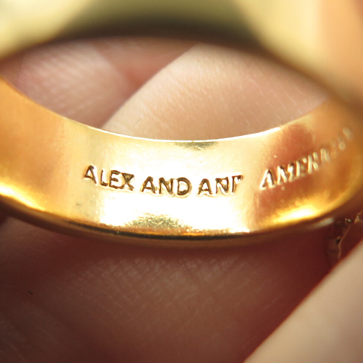 ALEX & ANI Sterling Silver Gold Plated Quartz Seahorse Adjustable Ring Size 5.25