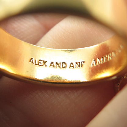 ALEX & ANI Sterling Silver Gold Plated Quartz Seahorse Adjustable Ring Size 5.25