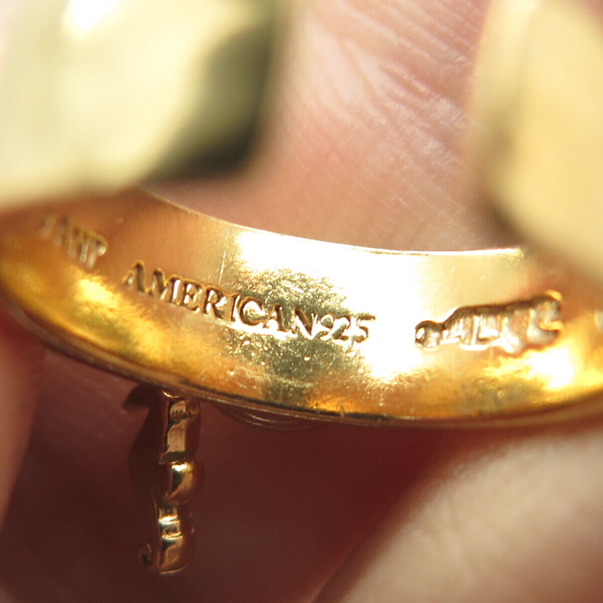 ALEX & ANI Sterling Silver Gold Plated Quartz Seahorse Adjustable Ring Size 5.25