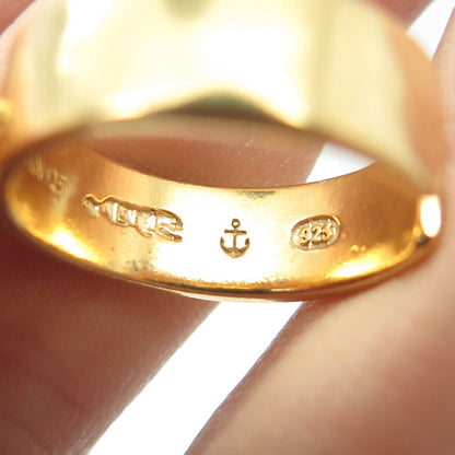 ALEX & ANI Sterling Silver Gold Plated Quartz Seahorse Adjustable Ring Size 5.25