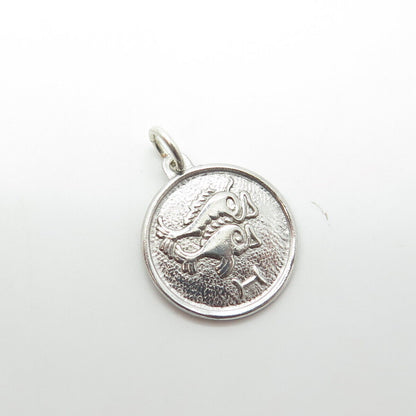 925 Sterling Silver Vintage Pieces Zodiac Sign Round Charm Pendant