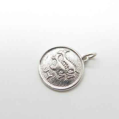 925 Sterling Silver Vintage Pieces Zodiac Sign Round Charm Pendant