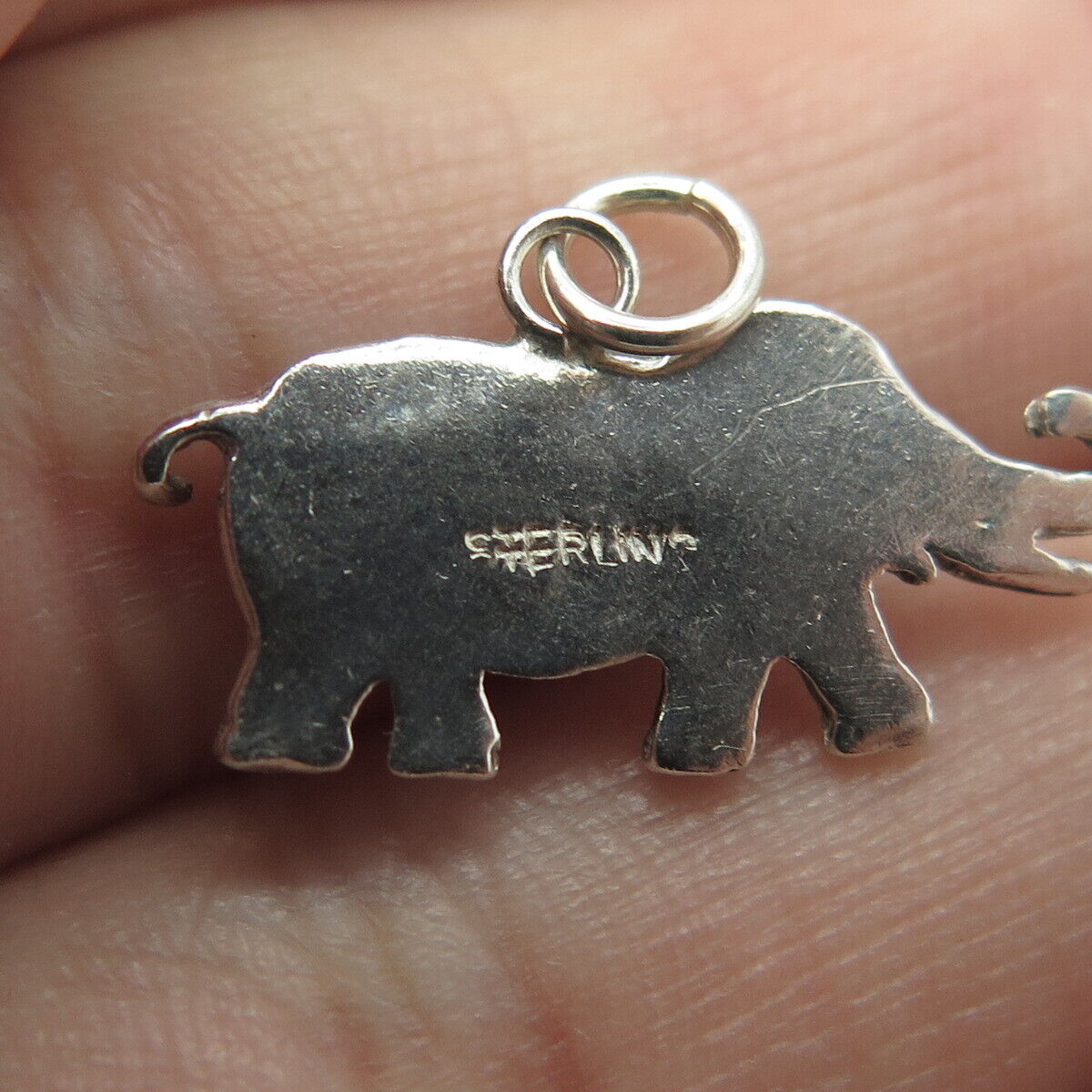 925 Sterling Silver Vintage Elephant Charm Pendant