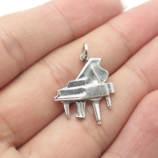 WELLS 925 Sterling Silver Vintage Piano Musical Instrument Charm Pendant